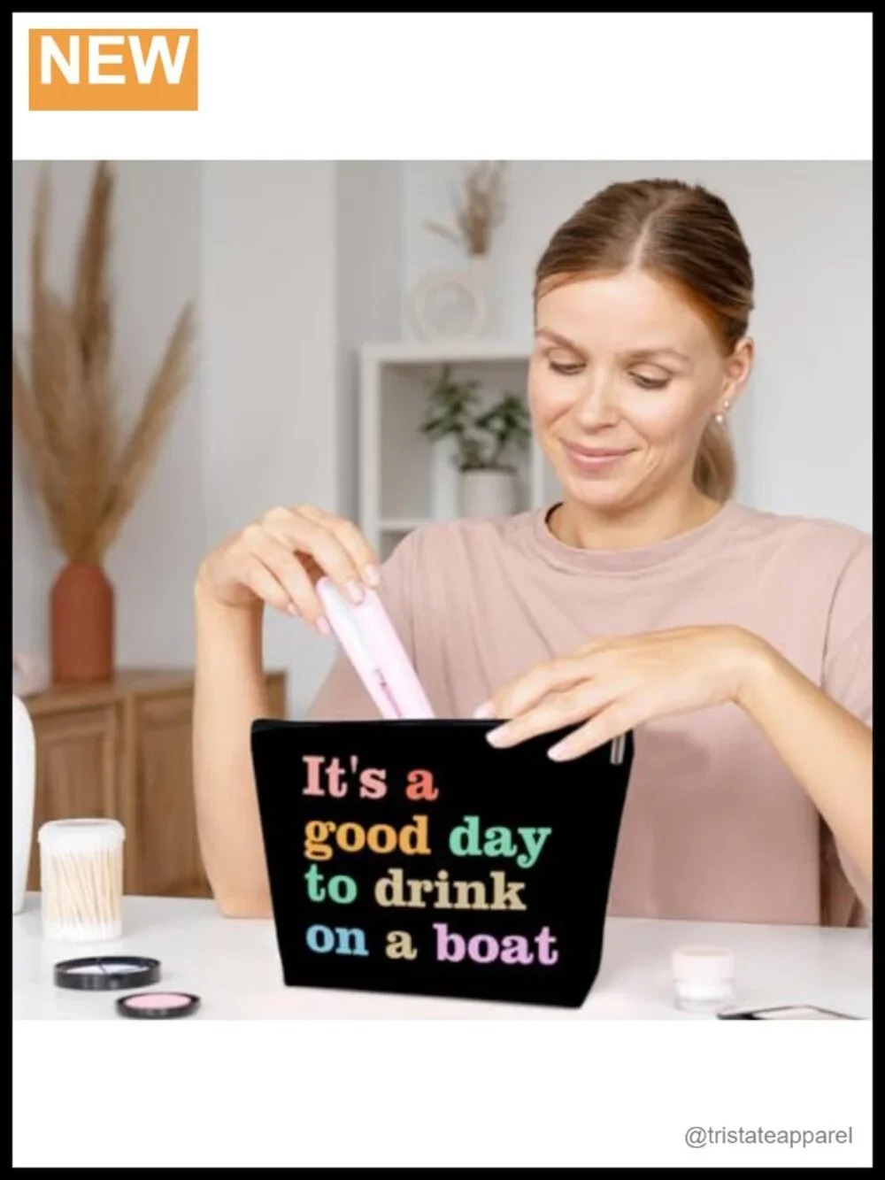 Cruise Travel Cosmetic Bag Zipper Pouch Canvas Waterproof Makeup Organizer